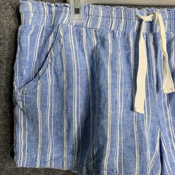 Blue Striped High Waist Women Shorts - Picture 2 of 8